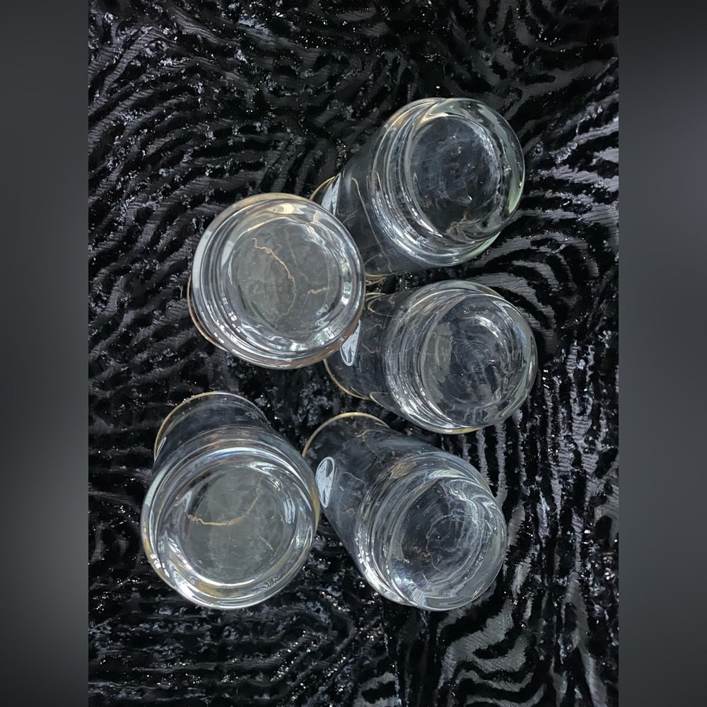22k Gold Rimmed Elegant Clear Glasses Set of 5 - Picture 9 of 12